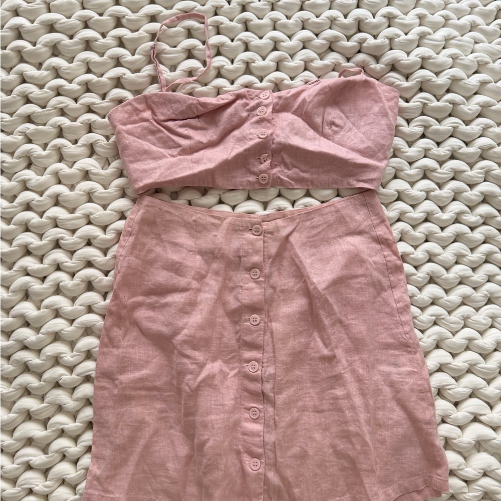 Reformation Pink Mini Linen Skirt Set - Picture 2 of 4